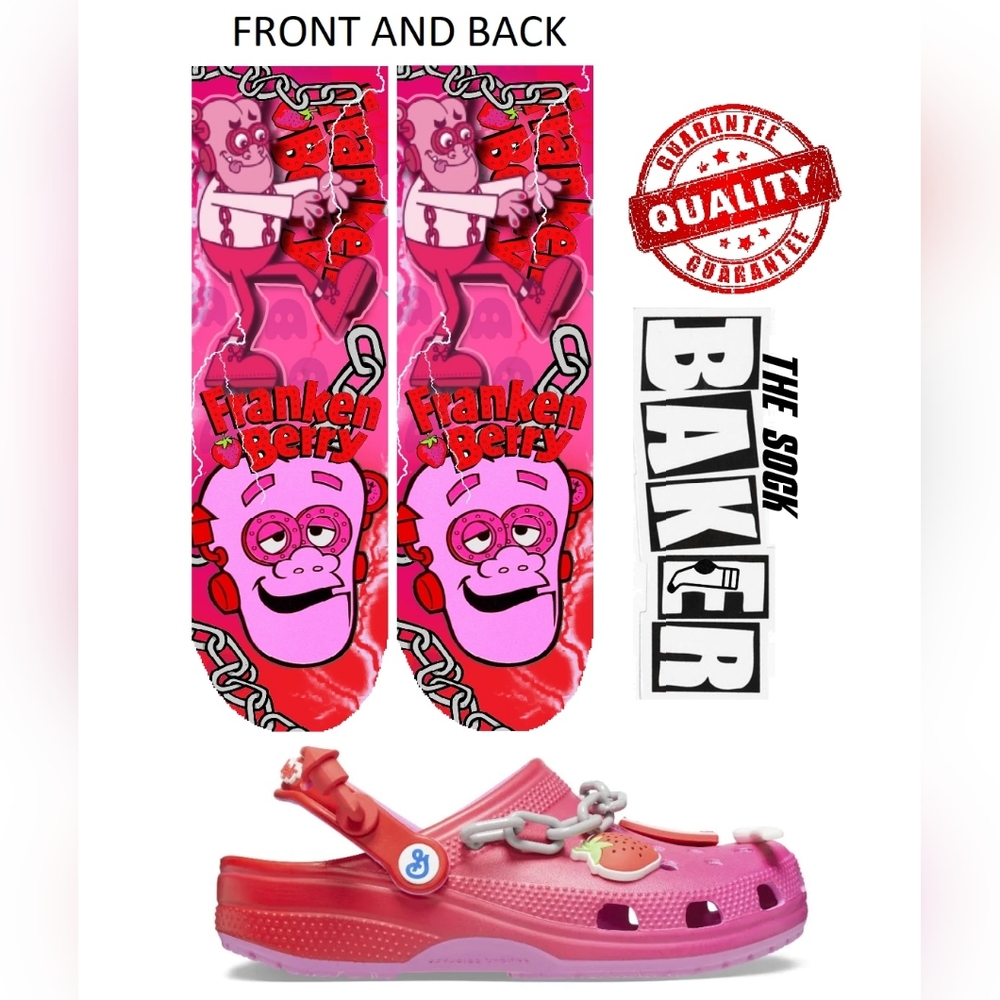 Franken berry crocs socks